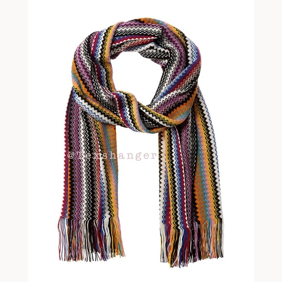 NWT Missoni Wool Chevron Pattern Multicolor Scarf - Picture 2 of 9